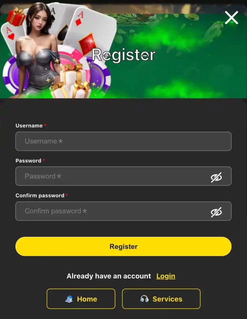 JILI696 register form page for creating an account and accessing online casino games